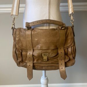 Proenza Schouler PS1 Medium Brown Leather Satchel Crossbody Bag Gold Hardware